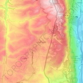 Carte topographique Meiss Ej Jabal, altitude, relief