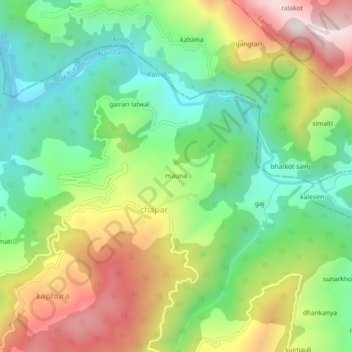 Carte topographique mauna, altitude, relief