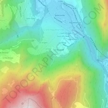 Carte topographique Botolière, altitude, relief