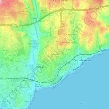 Carte topographique Figueirinha, altitude, relief