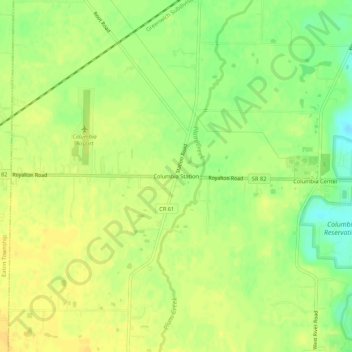 Carte topographique Columbia Station, altitude, relief