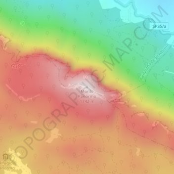 Carte topographique Monte Panormo, altitude, relief