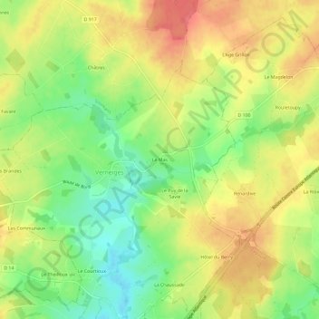 Carte topographique Le Mas, altitude, relief