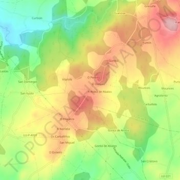 Carte topographique Albá, altitude, relief