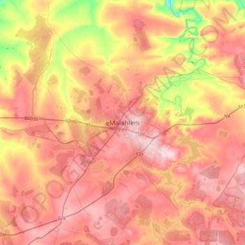 Carte topographique eMalahleni, altitude, relief