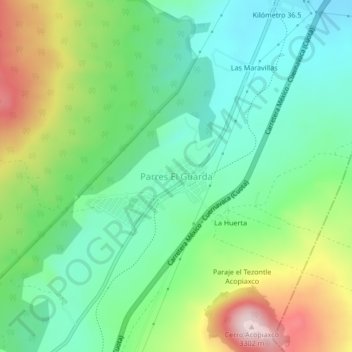 Carte topographique Parres El Guarda, altitude, relief