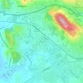 Carte topographique Santa Sabina, altitude, relief