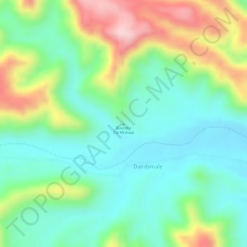Carte topographique Buuraha Cal Miskaat, altitude, relief