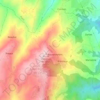 Carte topographique Champ, altitude, relief