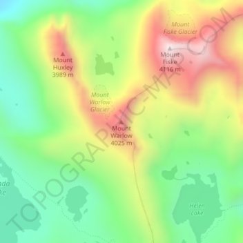 Carte topographique Mount Warlow, altitude, relief