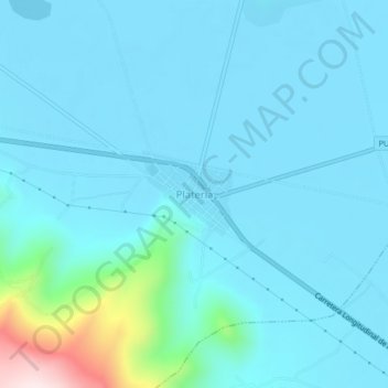 Carte topographique Plateria, altitude, relief