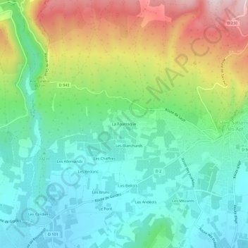 Carte topographique La Pourraque, altitude, relief