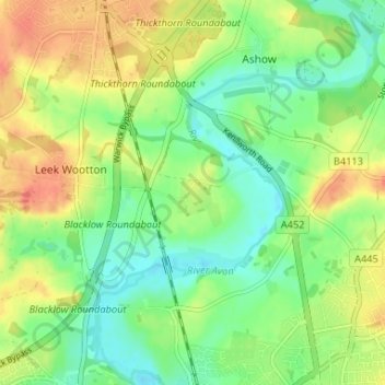Carte topographique Hill Wootton, altitude, relief