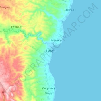 Carte topographique Borbon, altitude, relief