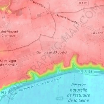 Carte topographique Saint-Jean d'Abbetot, altitude, relief