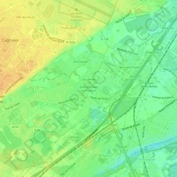 Carte topographique Zone d'Activité Les Pousses, altitude, relief