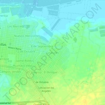 Carte topographique Girasoles, altitude, relief