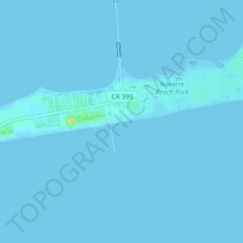 Carte topographique Navarre Beach, altitude, relief