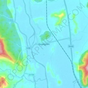 Carte topographique Goregaon, altitude, relief