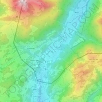 Carte topographique Sachrang, altitude, relief