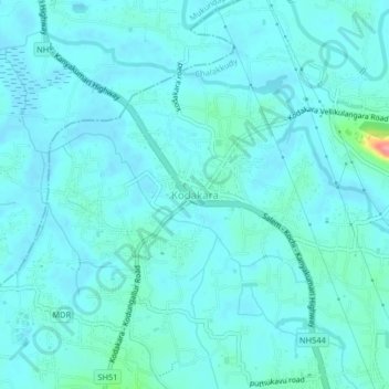 Carte topographique Kodakara, altitude, relief