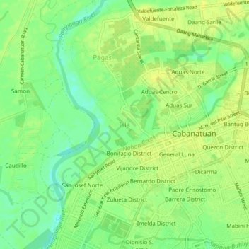 Carte topographique Isla, altitude, relief