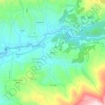 Carte topographique Várzea, altitude, relief