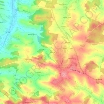 Carte topographique Putting, altitude, relief