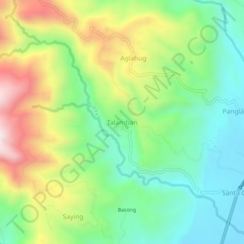 Carte topographique Talamban, altitude, relief