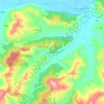 Carte topographique Vallegioliti, altitude, relief