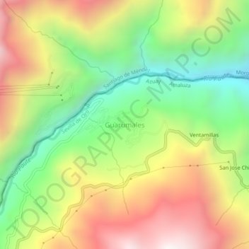 Carte topographique Guarumales, altitude, relief