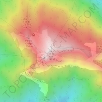 Carte topographique Pic du Gar, altitude, relief