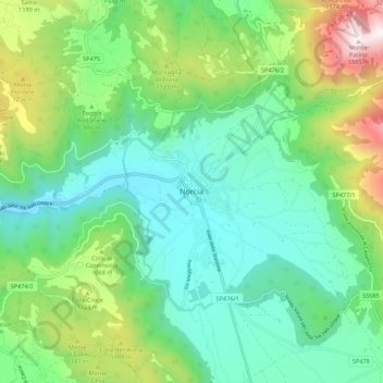 Carte topographique Norcia, altitude, relief