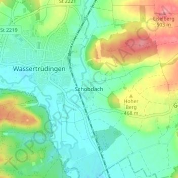 Carte topographique Schobdach, altitude, relief