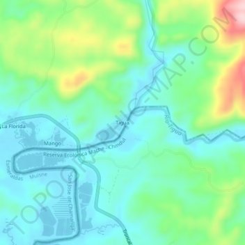 Carte topographique Tigua, altitude, relief