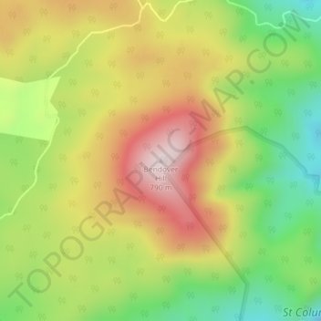 Carte topographique Bendover Hill, altitude, relief