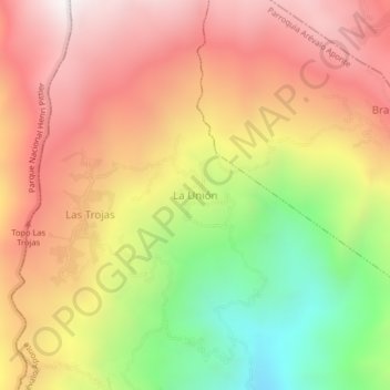 Carte topographique La Unión, altitude, relief