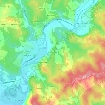 Carte topographique La Gardette, altitude, relief
