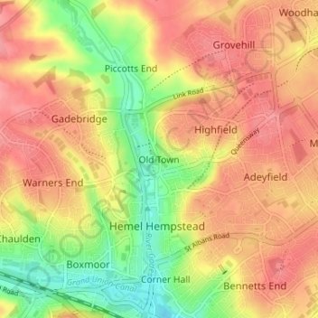 Carte topographique Old Town, altitude, relief