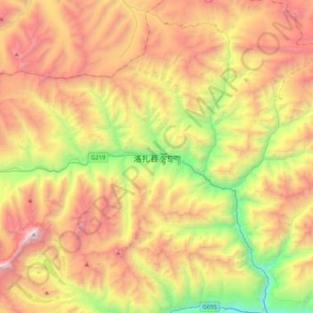 Carte topographique Lhodrak, altitude, relief