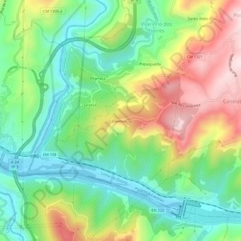 Carte topographique Devesas, altitude, relief