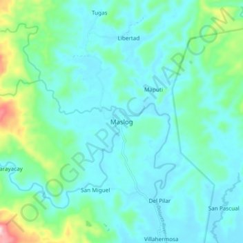 Carte topographique Maslog, altitude, relief