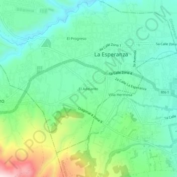 Carte topographique El Adelanto, altitude, relief