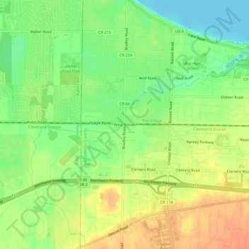 Carte topographique West Dover, altitude, relief