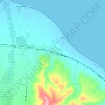 Carte topographique Mirto, altitude, relief