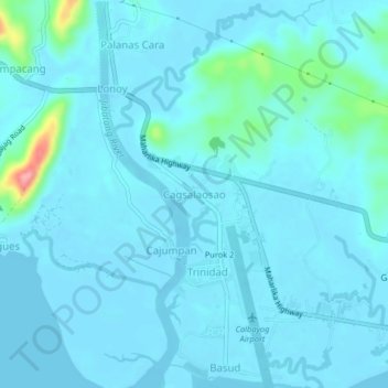 Carte topographique Cagsalaosao, altitude, relief