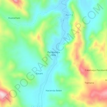 Carte topographique Pacobamba Alto, altitude, relief
