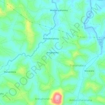 Carte topographique Andandemy, altitude, relief