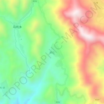 Carte topographique Futian, altitude, relief