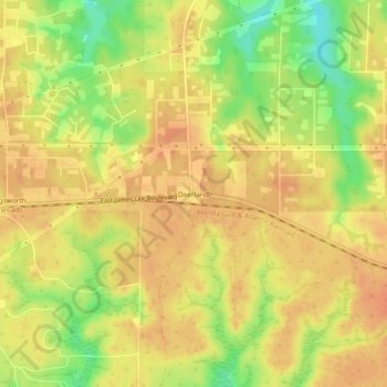 Carte topographique Deerland, altitude, relief